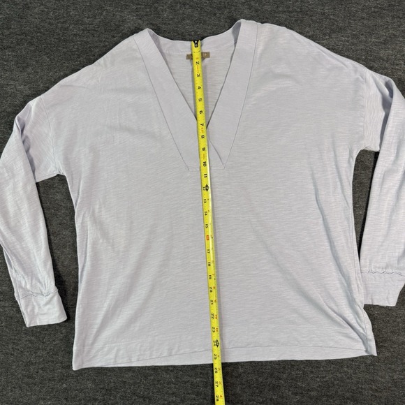 ANTHROPOLOGIE Lilla P Blue V Neck Cotton Soft Shirt Top Women's Large - Picture 7 of 9